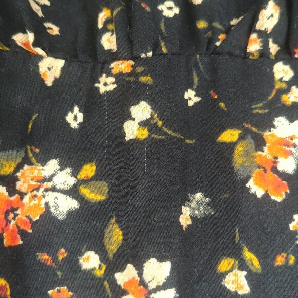 Gap black floral print 100% cotton smocked dress square neckline puffy s… - Picture 7 of 14